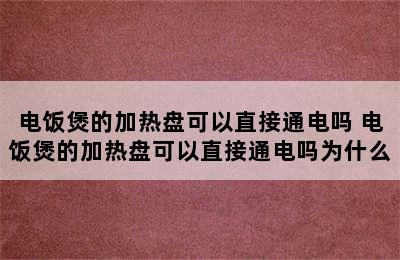 电饭煲的加热盘可以直接通电吗 电饭煲的加热盘可以直接通电吗为什么